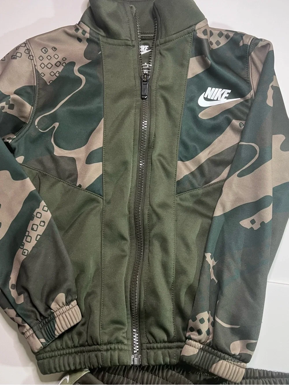 Nike Kids Olive Green Camo Track Jacket and Joggers